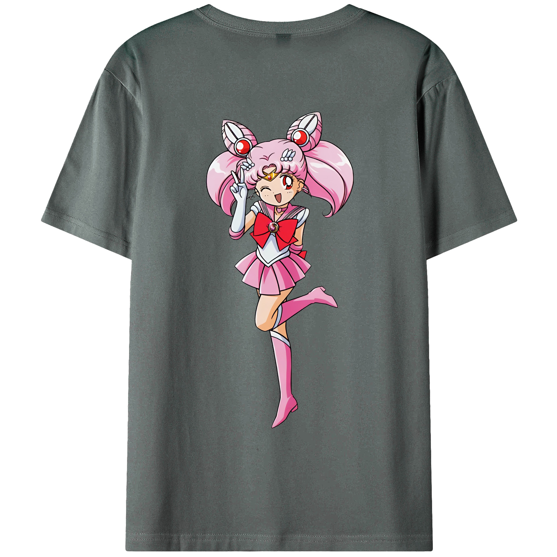 （画像用） 美少女戦士セーラームーン ちびうさ Sailor Moon Chibiusa Tsukino Usagi Small Lady Serenity 綿100％ メンズ半袖Tシャツ（バックプリント） 通気性